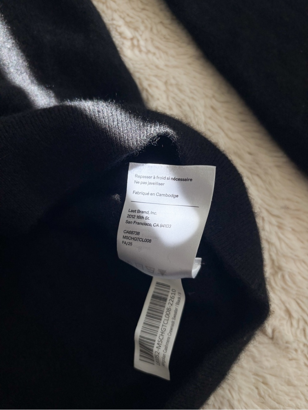 Quince Mongolian Cashmere Crewneck Sweater Black 100% Cashmere Size Small - Picture 7 of 8